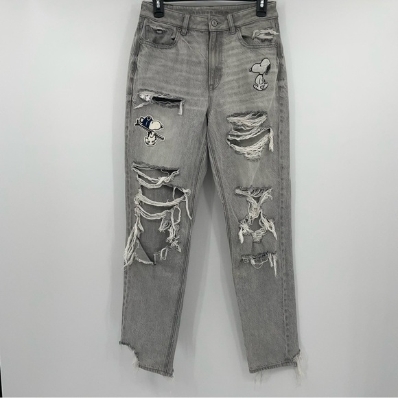AE x Peanuts Snoopy Gray Mom Jeans – Size 6 - Picture 4 of 16